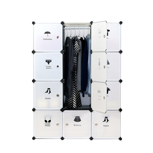 Purchase unicoo multi use diy plastic 12 cube organizer toy organizer bookcase storage cabinet wardrobe closet white with door sticker deeper cube white