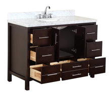 Load image into Gallery viewer, Purchase kitchen bath collection kbc039brcarr california bathroom vanity with marble countertop cabinet with soft close function and undermount ceramic sink carrara chocolate 48
