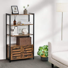 Load image into Gallery viewer, Discover the best vasagle industrial storage cabinet bookshelf bookcse bathroom floor cabinet with 3 shelves and 2 shutter doors in living room study bedroom multifunctional rustic brown ulsc75bx