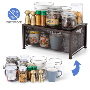 Online shopping bextsware stackable multi function under sink cabinet sliding basket organizer drawer extra large capacity space saving bronze