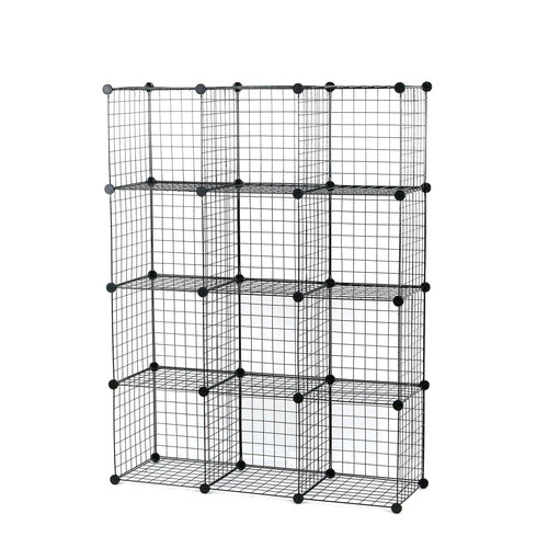 Select nice unicoo multi use diy 12 cube wire grid organizer bookcase bookshelf storage cabinet wardrobe closet toy organizer wire cube storage black wire