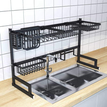 Load image into Gallery viewer, On amazon over sink dish drying rack kitchen organizer and dish drainer with 7 interchangeable racks and caddies plus bonus wine glass rack that mounts to cabinetry