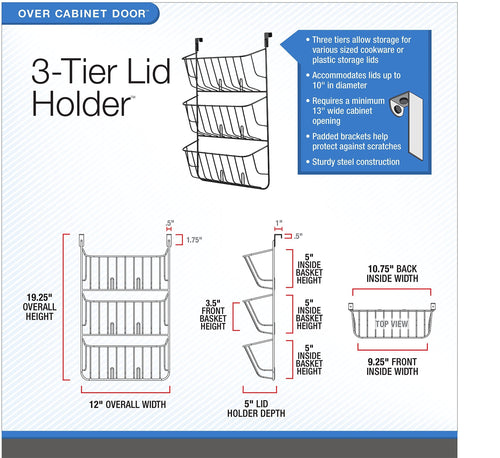 Amazon spectrum diversified lid holder storage organizer over the cabinet door bronze