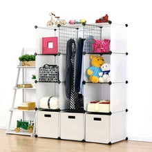 Load image into Gallery viewer, Select nice unicoo multi use diy plastic 12 cube organizer toy organizer bookcase storage cabinet wardrobe closet white with door sticker deeper cube white