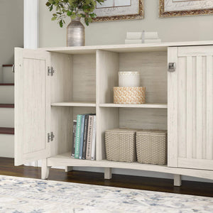Cheap bush furniture salinas accent storage cabinet with doors in antique white