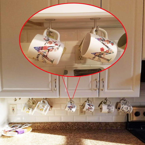 Heavy duty yyst mug cup holder cabinet hanging organizer rack no mugs