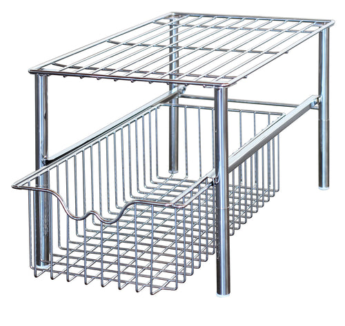 On amazon decobros stackable under sink cabinet sliding basket organizer drawer chrome