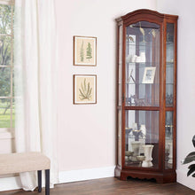 Load image into Gallery viewer, Explore 5 shelf corner curio cabinet medium brown and clear