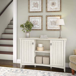 Discover bush furniture salinas accent storage cabinet with doors in antique white