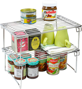 Home 2 pack decobros stackable kitchen cabinet organizer chrome
