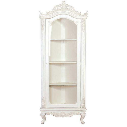 French Vintage Tall Glazed Corner Cabinet