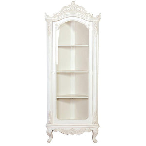 French Vintage Tall Glazed Corner Cabinet